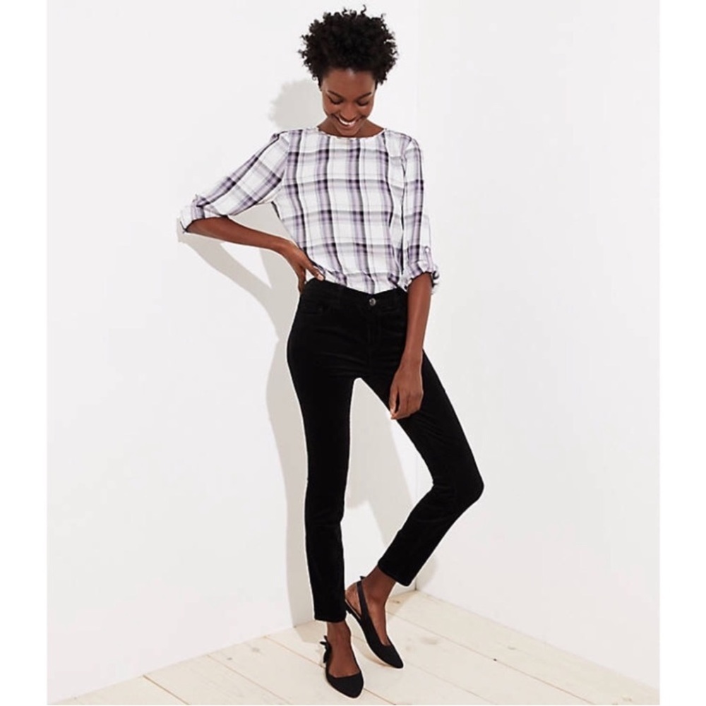 NEW LOFT Modern Skinny Petite‎ Black Cords Size 10p NWT 0361